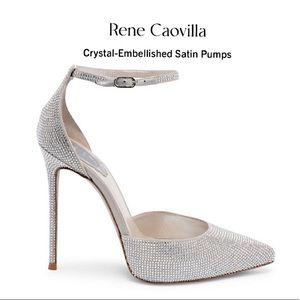 Rene Caovilla Crystal-Embellished satin pumps